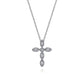 14K White Gold Marquise Shaped Station Diamond Cross Necklace