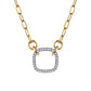 14K Yellow & White Golf Open Cushion Shape Diamond Hollow Paperclip Chain Necklace