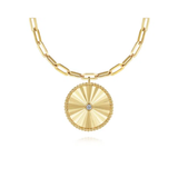 Textured Diamond Medallion Pendant Necklace