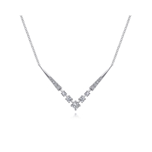 14kw Diamond Chevron Pendant Necklace