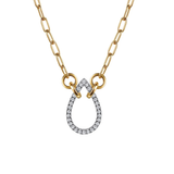Diamond Teardrop Pendant On Paperclip Chain Necklace