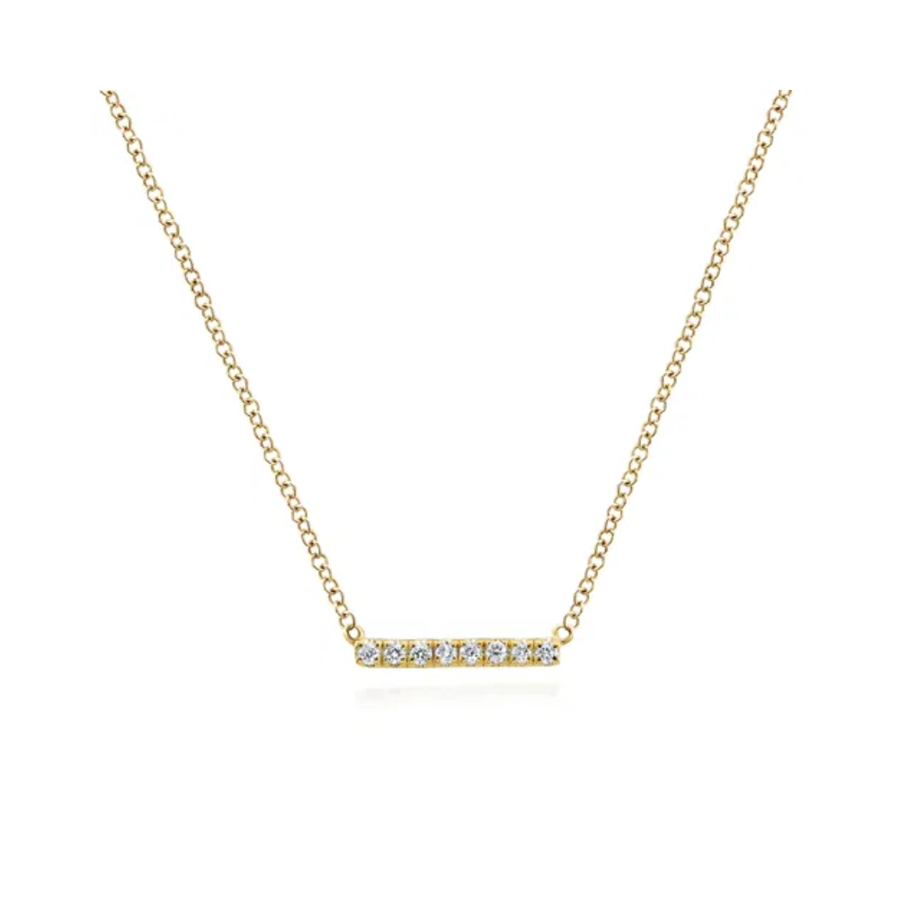 Bar Necklace 14K Yellow Gold Diamond