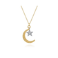 14K White & Yellow Gold Bujukan Moon and Diamond Star Pendant Necklace