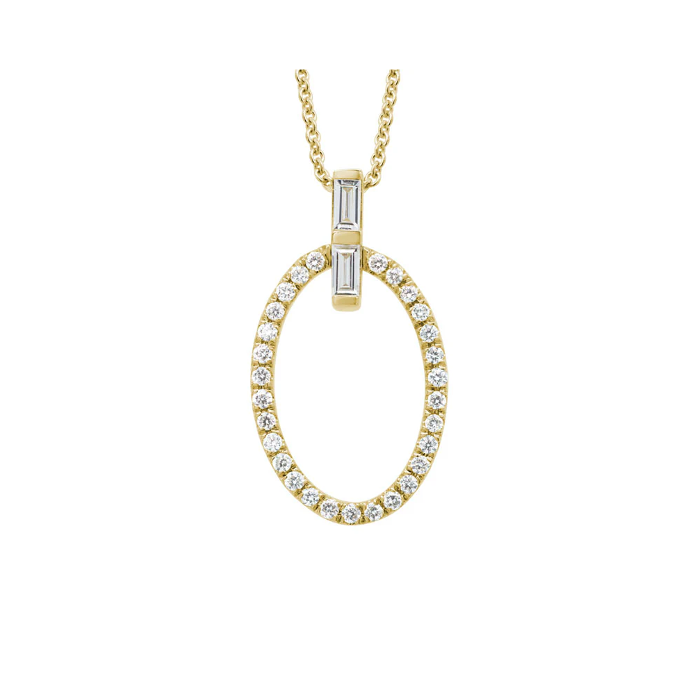14K Open Oval Fancy Diamond Pendand