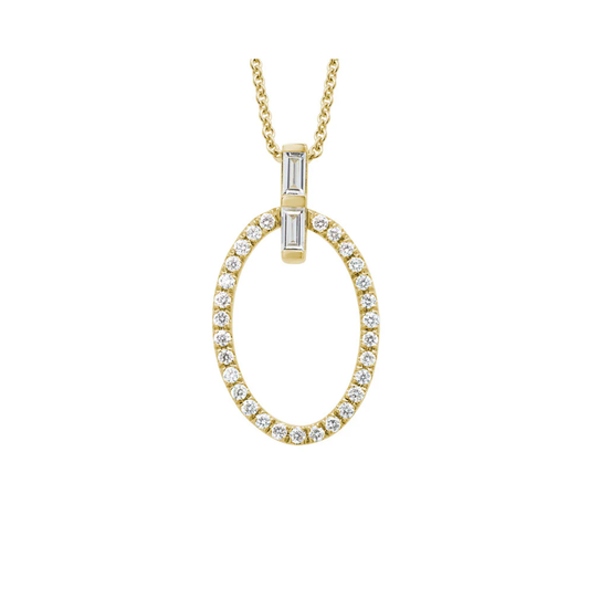 14K Open Oval Fancy Diamond Pendand