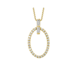 14K Open Oval Fancy Diamond Pendand