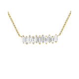 14K Yellow Gold Diamond Baguette Bar Necklace