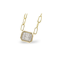 14K Baguette & Round Diamond Cluster Emerald Shaped Pendant Paperclip Necklace