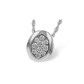 14K White Gold Oval Shaped Diamond Cluster Pendant Necklace