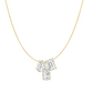 14K Yellow Gold Lab Grown Multi Shape Cluster Pendant Necklace