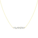 14K Yellow Gold Lab Grown Multi Shape Diamond Bar Necklace