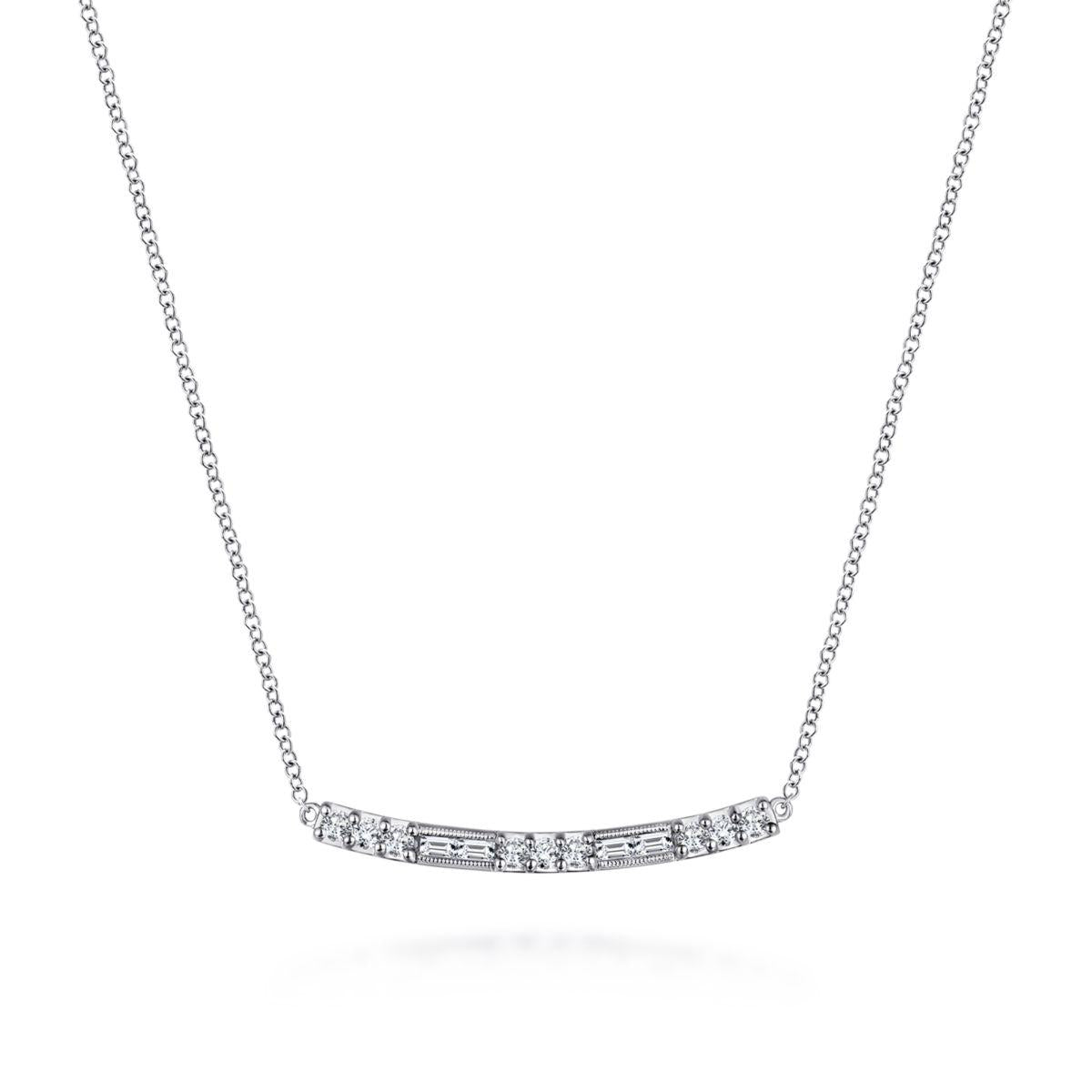 Diamond Curved Bar Necklace
