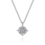 14K White Gold Floral Diamond Pendan
