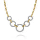 14K Two Toned Yellow/White Gold Diamond Circles Chain Necklace