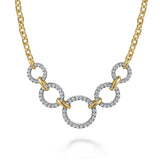 14K Two Toned Yellow/White Gold Diamond Circles Chain Necklace