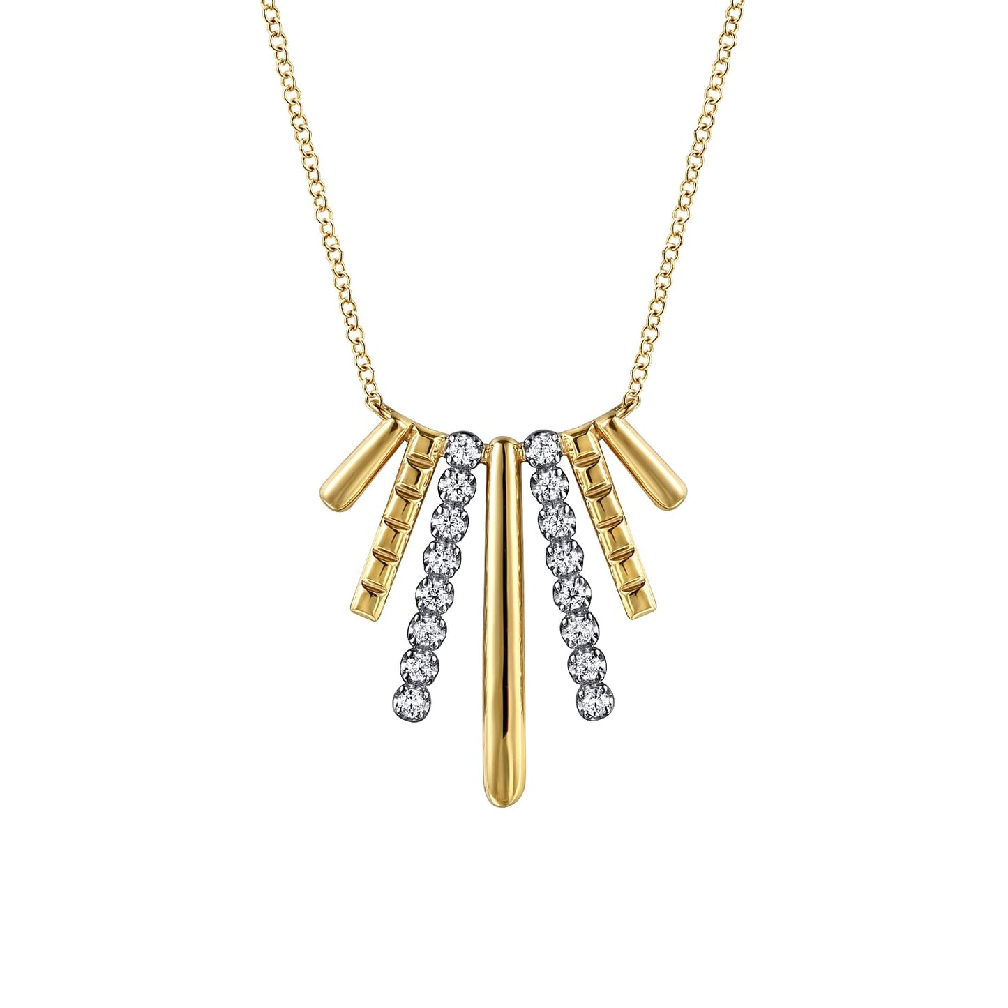 14K Two Toned Diamond Pendant Necklace