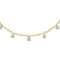14k Yellow Gold Lightweight Link 5 Daimond Station Necklace