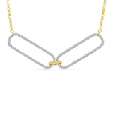 14K Yellow & White Gold Double Diamond Paperclip Link Necklace