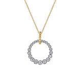 14K White and Yellow Gold Diamond Bujukan 20mm Drop Necklace