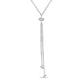 14K Lariat Style Double Diamond Dangle Necklace