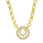 14K Double Diamond Circle Pendant & Large Rolo Chain Necklace