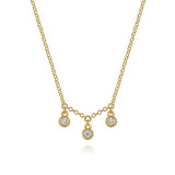 14K Yellow Gold Diamond Drop Pendant Necklace