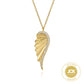 14K Yellow Gold Diamond Cut Wing Shape Pendant Necklace
