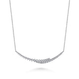 14K White Gold Graduating Diamond Bar Necklace