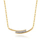 14K Yellow & White Gold Diamond Bar Necklace With Hollow Paperclip Chain