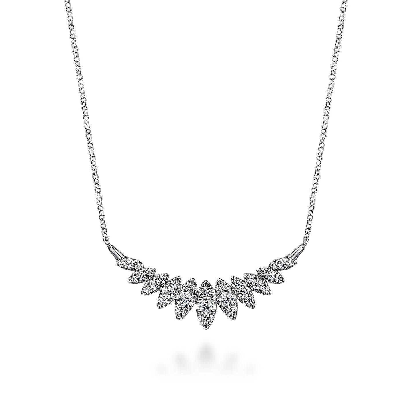 14K White Gold Diamond Marquise Bar Necklace
