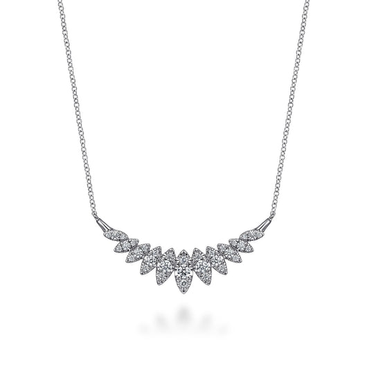 14K White Gold Diamond Marquise Bar Necklace
