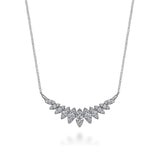 14K White Gold Diamond Marquise Bar Necklace