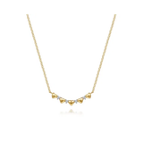 14K Diamond And Heart Bar Necklace