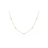 14K Two Tonned Yellow and White Gold Diamond Bezel Station Necklace