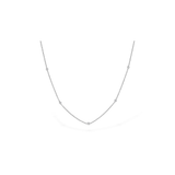 14K White Gold Diamond Bezel Station Necklace