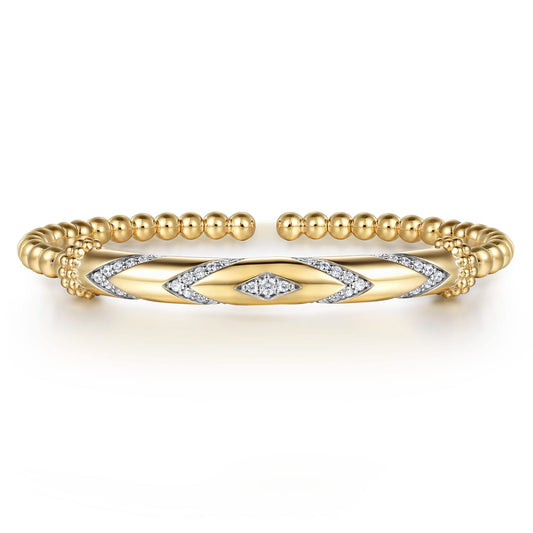 14K Limited Edition Bujukan & Diamond Chevron Bangle Bracelet
