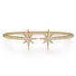 14K Yellow Gold Bujukan & Diamond Starburst Open Bangle Bracelet