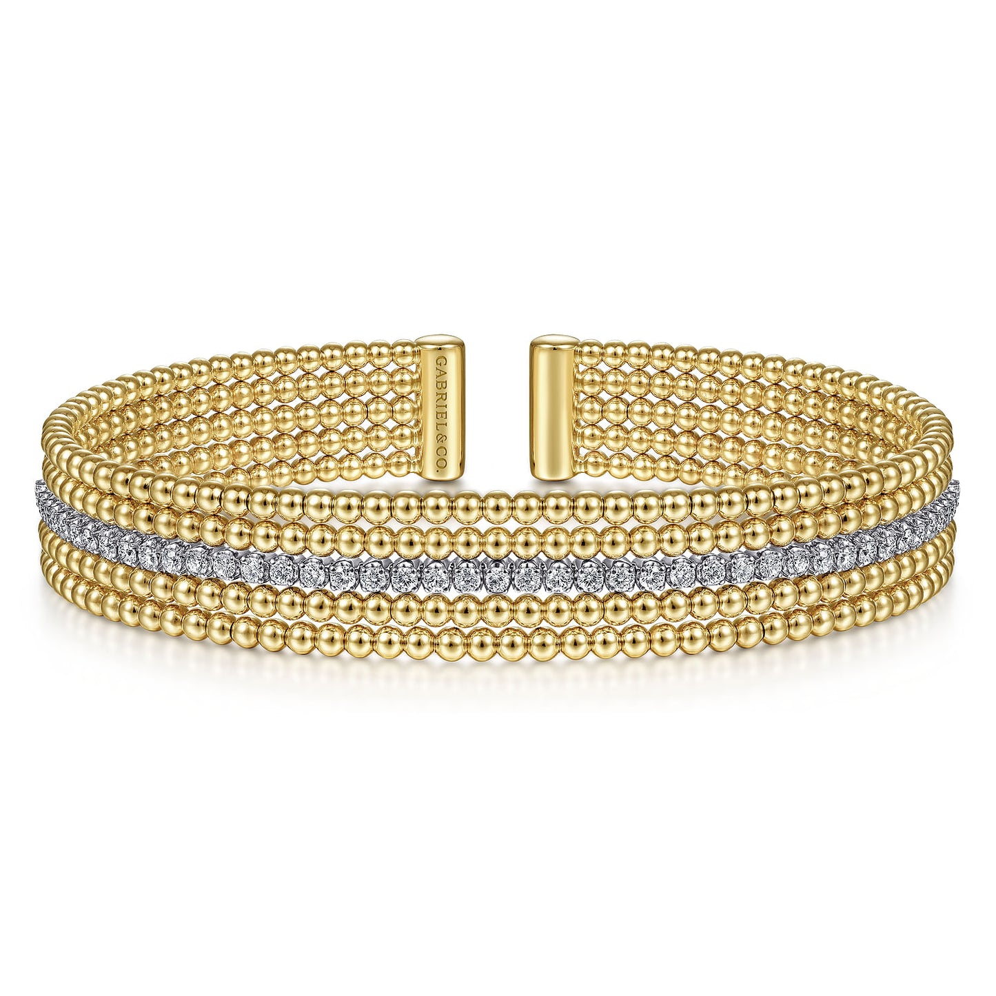14K Yellow & White Gold Bujukan Wide Cuff Bracelet
