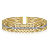 14K Yellow & White Gold Bujukan Wide Cuff Bracelet