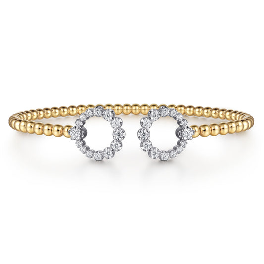 14K Yellow & White Gold Bujukan Open Diamond Circle Bangle Bracelet