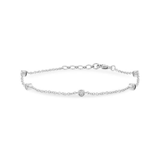 14K White Gold Diamond Bezel Station Bracelet