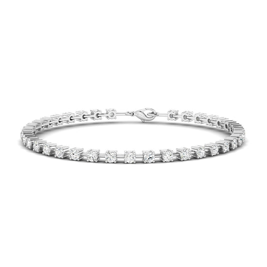 14K White Gold Lab Grown Diamond Station Bracelet
