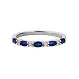 14K White Gold Marquise Sapphire & Round Diamond Band