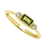 10K Yellow Gold Peridot & Diamond Birthstone Ring 0.04 ctw - Size 7