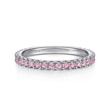 14K White Gold Pink Sapphire Stackable Ring