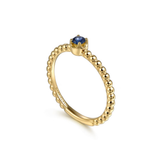 14K Sapphire Beaded Stackable Promise Ring