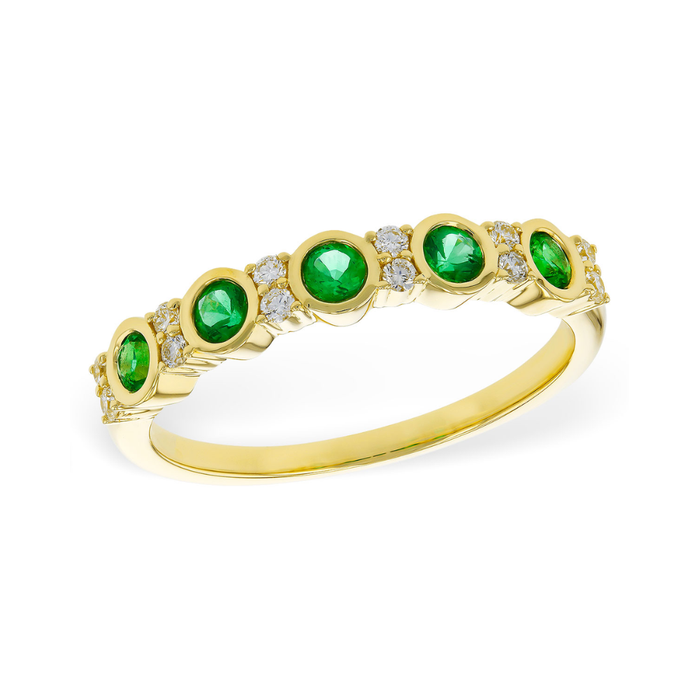 14K Emerald & Diamond Station Band