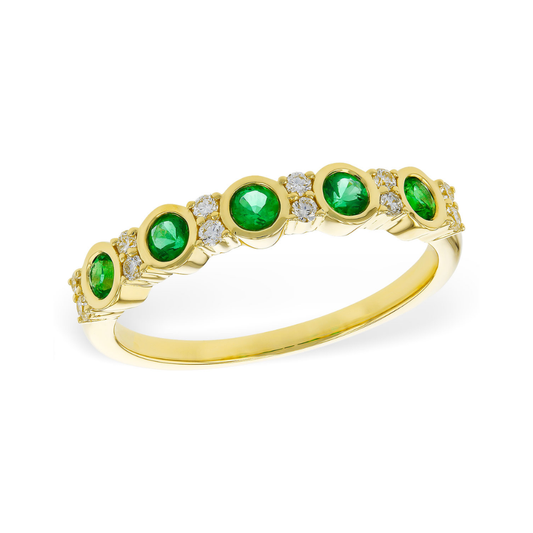 14K Emerald & Diamond Station Band