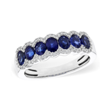 14K White Gold Sapphire & Diamond Anniversary Band