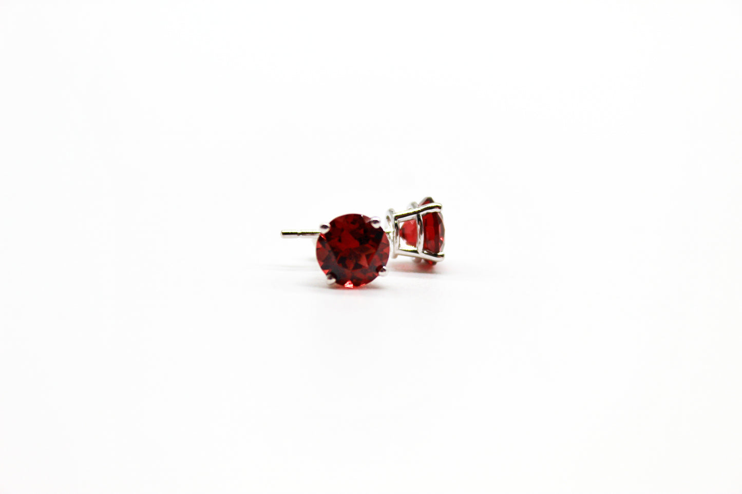 14K White Gold Garnet Earrings